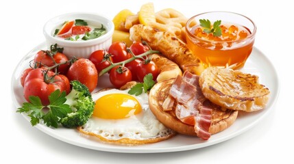 english breakfast, isolated on white background
