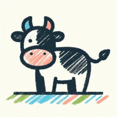 Child Drawing a Very Cute and Adorable Cow