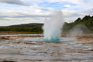 Geyser Strokkur- Butter Barrel- hot water valley of Haukadalur-Iceland