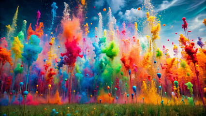 Paint flying through the air.