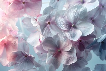 Hydrangea flowers and petals. Spring floral background. Nature. Close up.