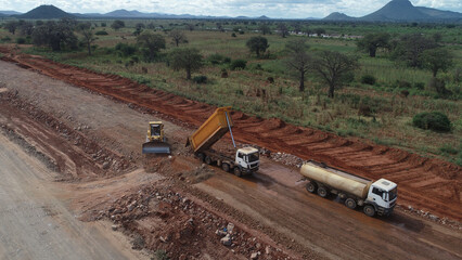 Heavy machines at work, in jungle