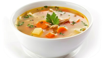 chicken soup, isolated on white background