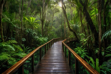 Fototapeta premium A wooden path amidst the forest