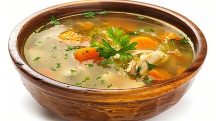 chicken soup, isolated on white background