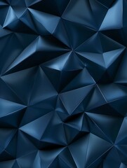 Obraz premium Abstract texture dark blue background banner panorama long with 3d geometric triangular gradient shapes for website, business, print design template metallic metal paper pattern, Generative AI