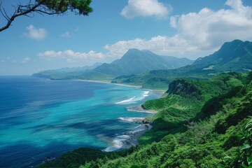 Fototapeta premium Coastal Mountain Range with Turquoise Waters