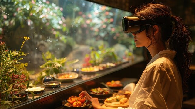 Virtual reality dining experiences where users taste technology