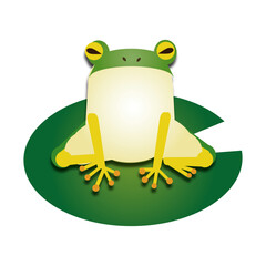 蓮の葉の上に座るアマガエルのイラスト