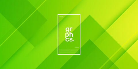 Abstract bright green background with overlap square and simple lines pattern. Looks 3d with additional shadow. Suitable for posters, brochures and others. Eps10 vector