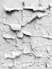 Old blank white grunge ripped torn posters crumpled paper background . creased crumpled paper backdrop placard surface, Urban street posters wall empty space.