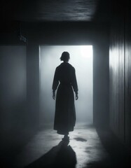 silhouette of a person in a room