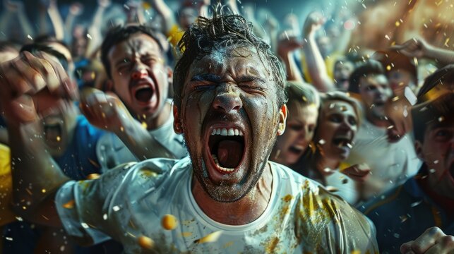 stadium soccer fans emotions portrait