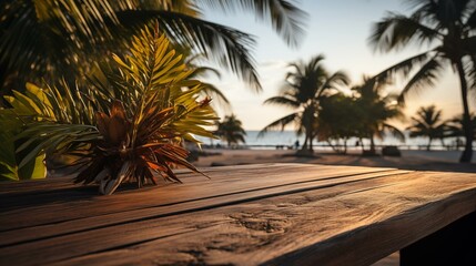 Fototapeta premium Tropical paradise concept wooden deck