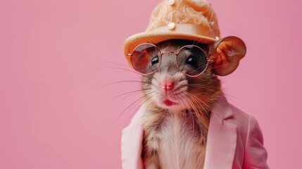 Glamorous Rodent Fashion on Bright Background for Advertising Generative AI