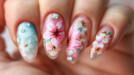 flower pastel nail art