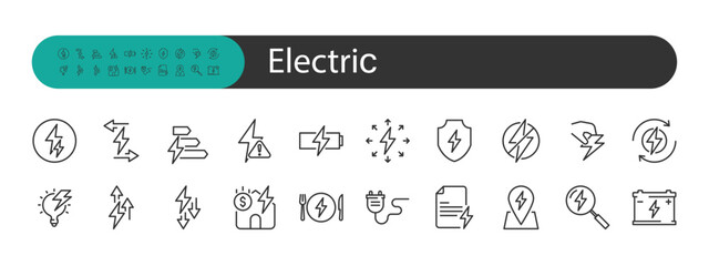 set of electric icons, power, energy
