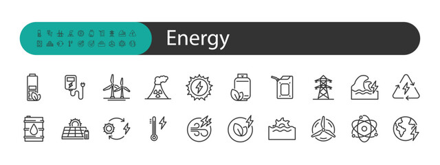 set of energy resource icons, power,  green energy