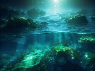 Obraz premium Colorful sea life swims in a tropical reef
