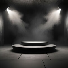 black-podium-as-the-center-of-an-abstract-stage-engulfed-by-dark-smoke-creating-a-textured-backdrop