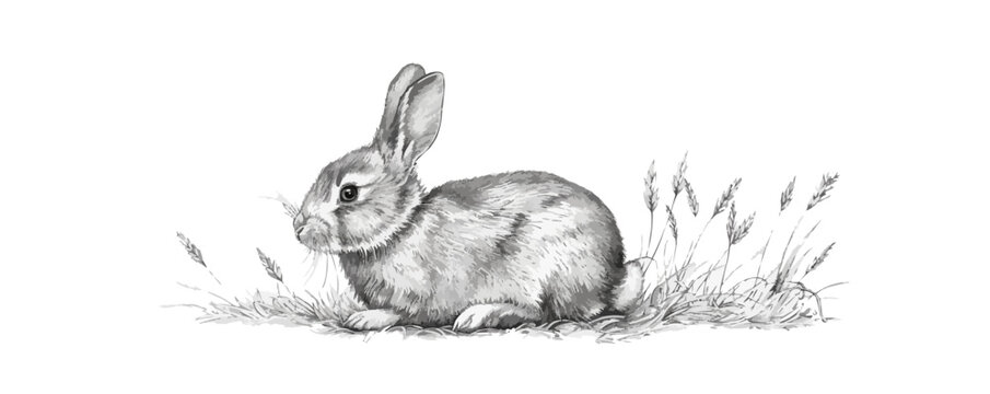 rabbit Engraving style. Simple pencil drawing. vector simple illustration