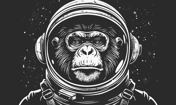Hand Drawn Monkey Astronaut Vector