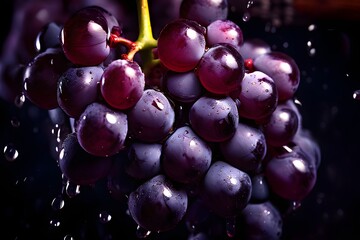 grape cluster mid crush in a traditional wine press with dynamic flow of juice