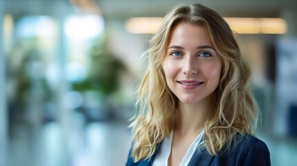 Obraz premium A beautiful blonde woman in a business suit.