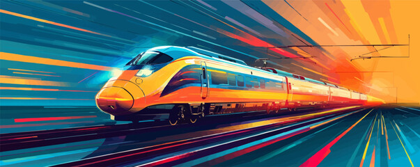 modern high speed train emblem. vector simple illustration