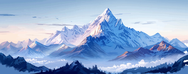 Vector cartoon Arctic ice landscape