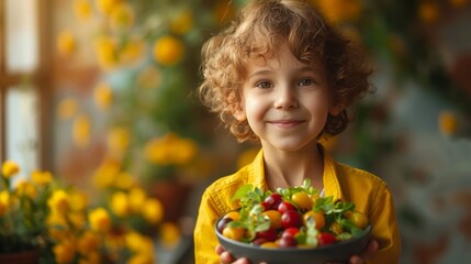 Children eat delicious vegetables. The kids are vegan. Vegetables are beneficial to the body.