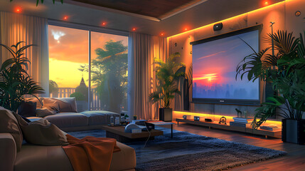 Big Tv In A Living Room. Elegant living room with big tv screen