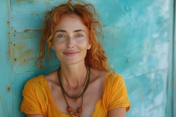Fototapeta premium Portrait of red hair woman. authenticity and uniqueness concept.