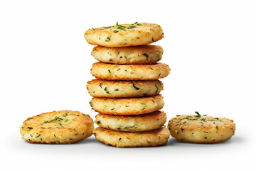 Vegetable Pancakes on white background.