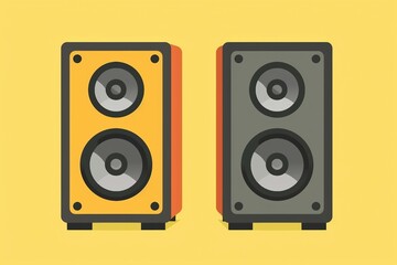 a pair of speakers sitting next to each other