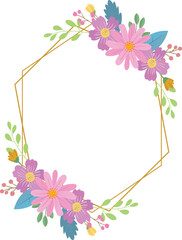 Wedding frame. with colorful flower bouquet, botanical template for card, invitation