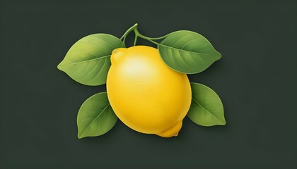 A lemon icon with yellow fruit and green leaves upscaled_3