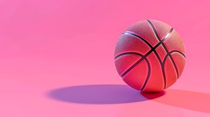 Fototapeta premium Colored basketball isolated on pink background
