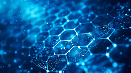 Obraz premium Blue and White Hexagonal High-Tech Network Background 