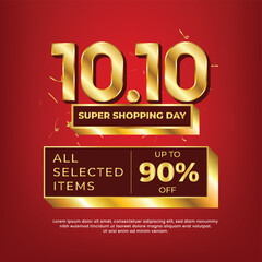 online shopping day golden number promotion on a red background for promotion
