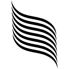 Black on white abstract perspective line stripes with 3d dimensional effect isolated on white. The geometric lines element design