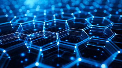 Obraz premium Blue and White Hexagonal High-Tech Network Background 