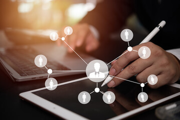 Human resource HR management job recruit technology.  Selection checkboxes employ skill personnel...