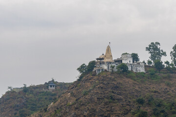 ancient hindu temple at mountain top at morning