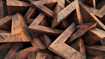Digital generated image of abstract wooden geometric shapes