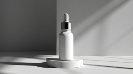 White Dropper Bottle Mockup in Minimalist Design
