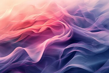 Obraz premium Dreamlike abstract art with flowing waves in pink and purple hues, creating a soft, ethereal visual impression.