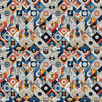 Intricate Geometric Art Deco Pattern Seamless Vector Design - p7