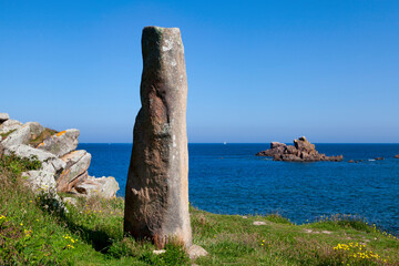 The Menhir des Marsouins at the Pointe de Primel in Plougasnou