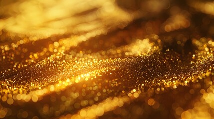 Abstract background with shimmering golden bokeh lights, creating a festive and sparkling effect for celebrations.